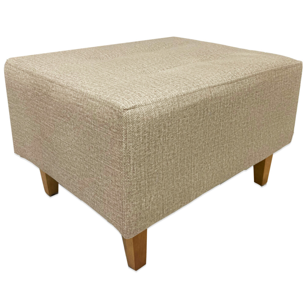 Puff tela y patas de madera Beige
