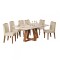 Juego De Comedor - 6 Sillas + Mesa Vidrio - Celeste Blanco / Blanco