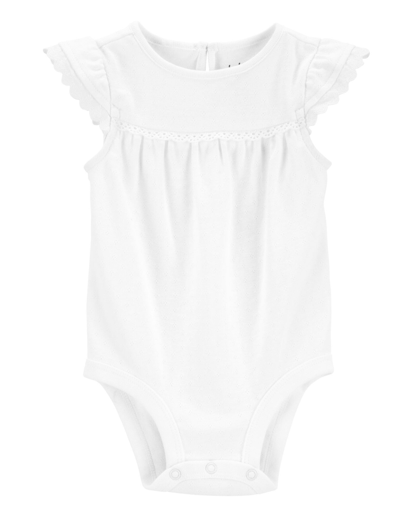 Body de algodón calado, con volados, blanco Body de algodón calado, con volados, blanco