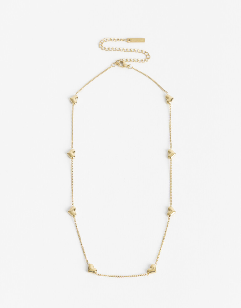Collares Cortos Metal Collar De Acero Corazones - Dorado
