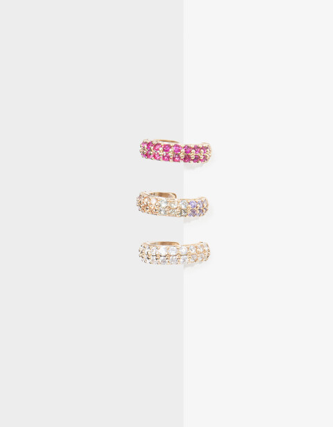 Aros Sets Strass Set De Earcuffs Con Cubic Zirconia - Dorado