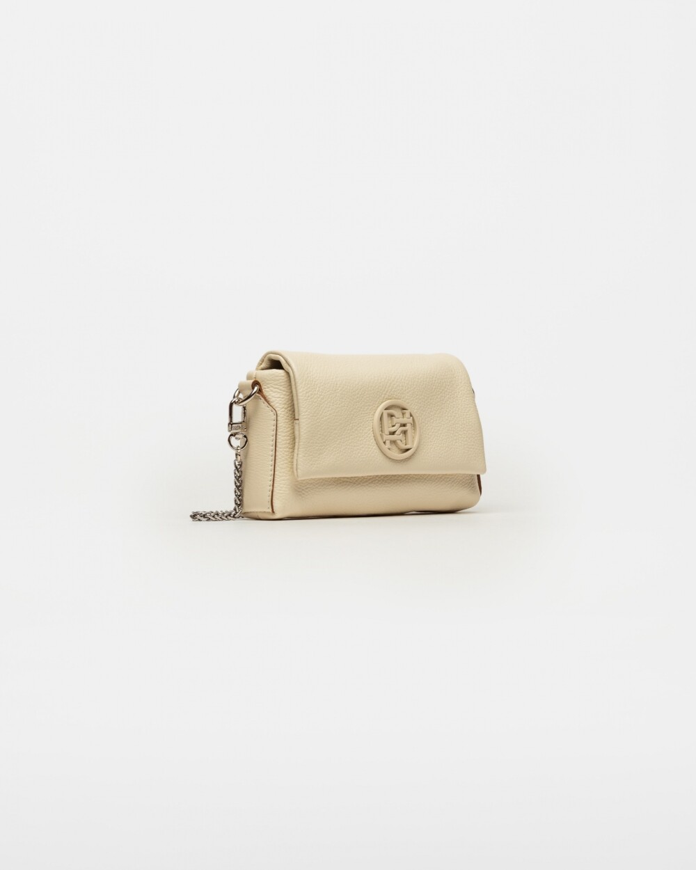 Mini bag Bloom en cuero graneado Natural