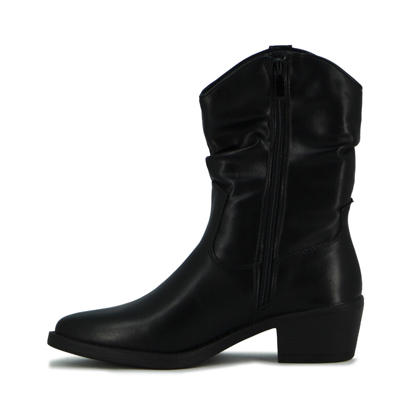 Darkness Bota De Dama Tejana Caña Baja Taco Bajo Cuadrado - Negro Negro