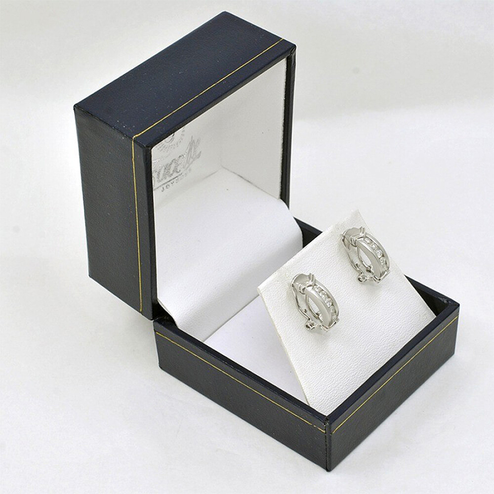Aros En Oro 18K Blanco Y Brillantes Aros En Oro 18K Blanco Y Brillantes