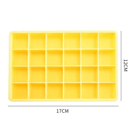 Cubetera Hielera Molde Silicona con Tapa p/24 Cubos de Hielo Amarillo