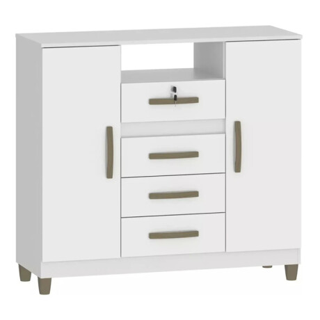 Cómoda cajonera 4 cajones 2 puertas - Con llave BLANCO
