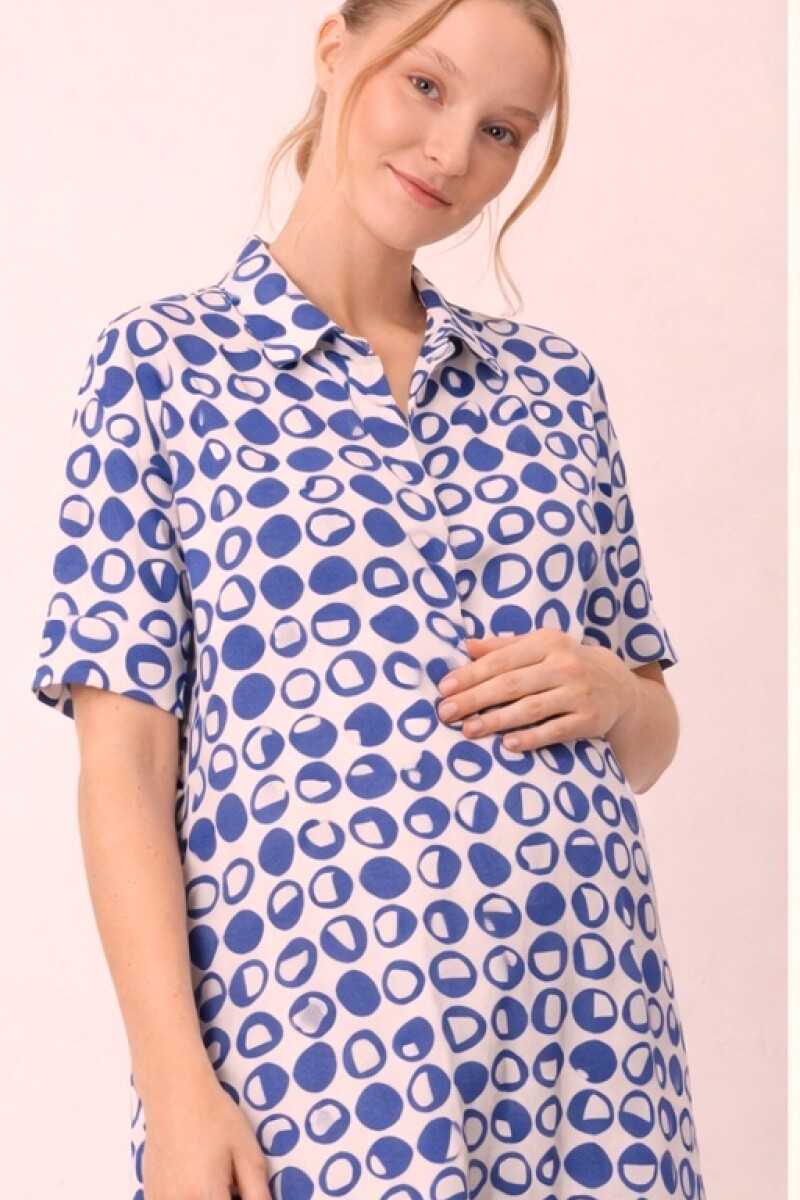 Camisa Maternal Pupa – Viscosa suave con bolsillos prácticos Estampa Azul