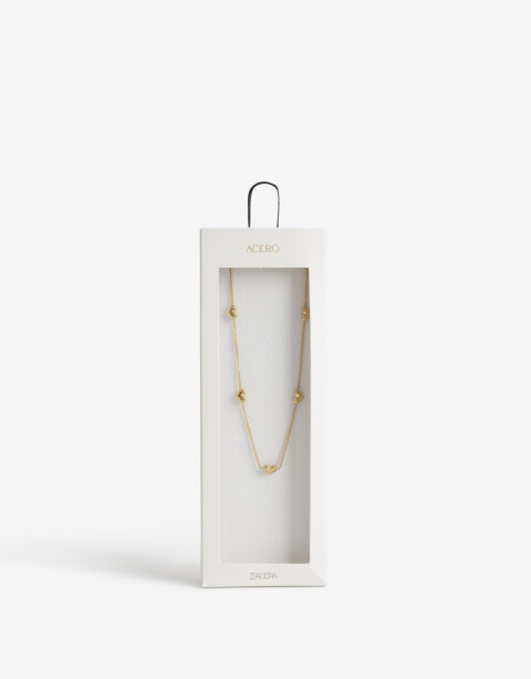 Collares Cortos Metal Collar De Acero Corazones - Dorado