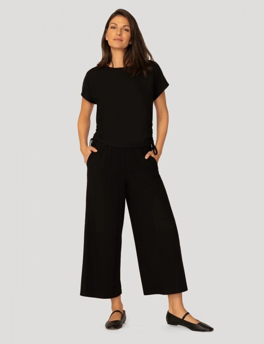 Conjunto Pantalon & Remera En Algodón Acanalado - Negro 