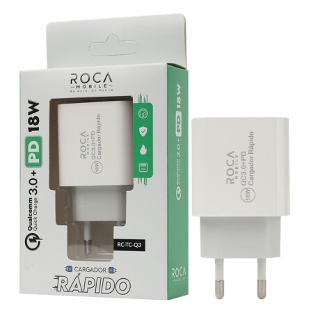 CARGADOR RAPIDO 18W ROCA QC3.0+PD Sin color