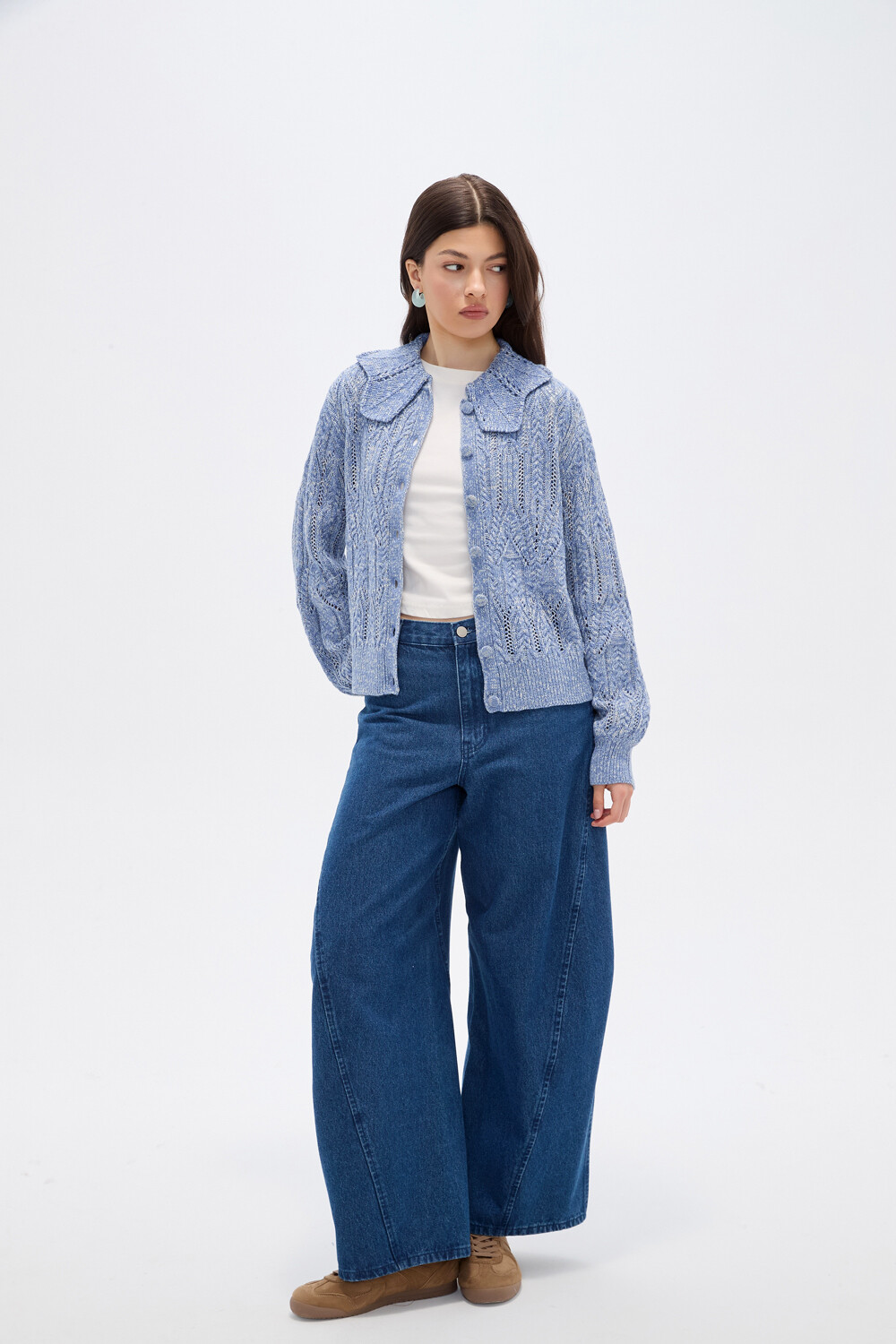 Cardigan Nerua Celeste Grisaceo