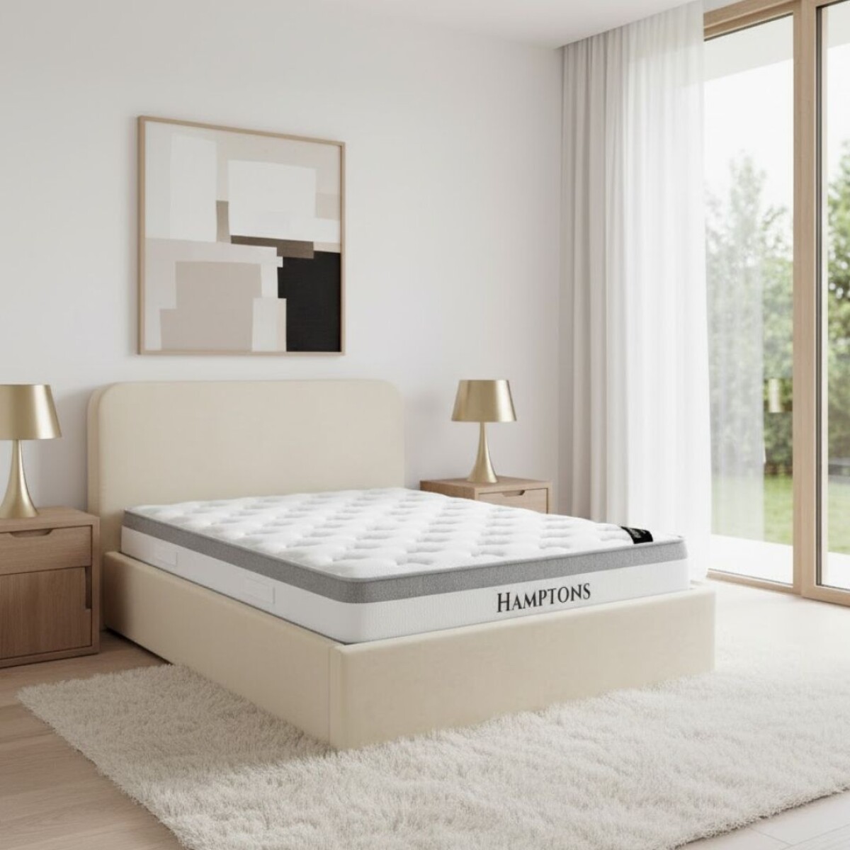 Sommier baul plaza y media Hamptons Hybrid Rhodium con respaldo 