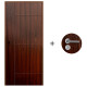 Puerta Desarmada Interior en MDF con Marco y Cerradura Lumax Marrón Teak Diseño Ankara Herraje Plateado