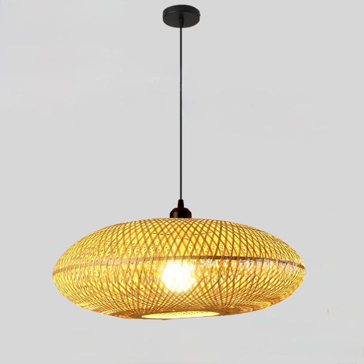 Lámpara Colgante de bambú natural, estilo rústico 16cm de altura 50cm de diámetro 
