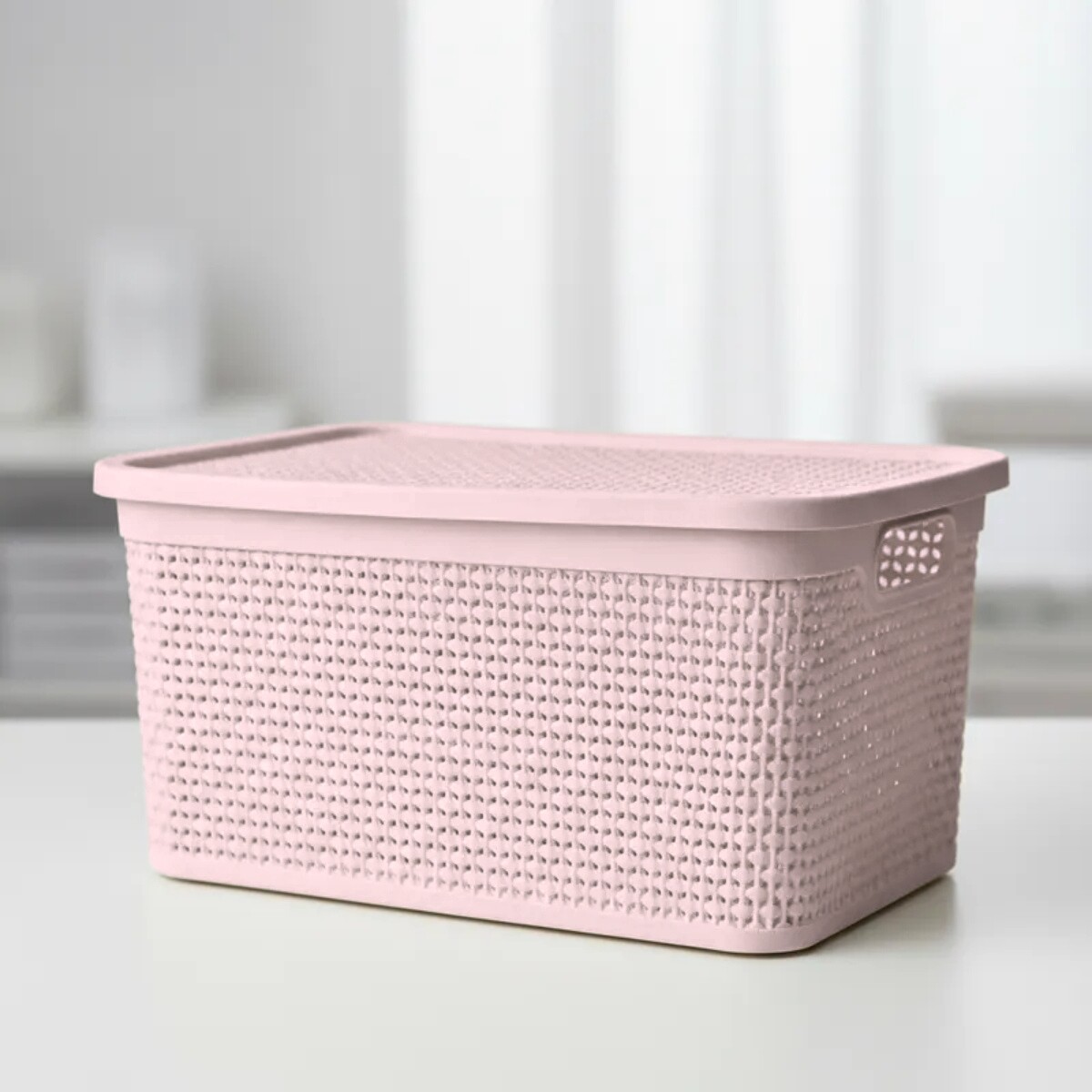 Caja simil ratán 25 lts - ROSADO 