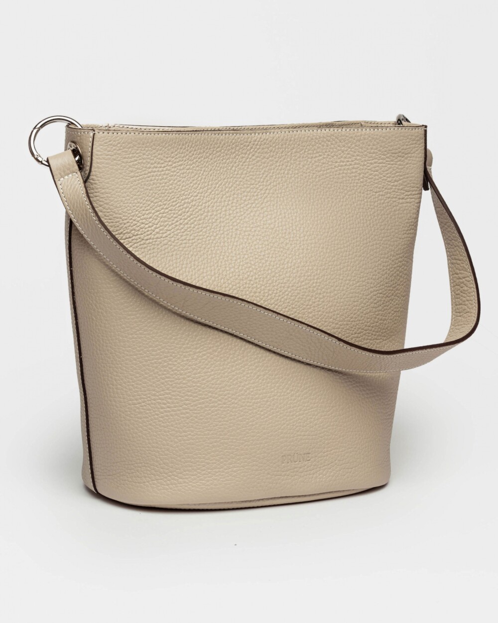 Cartera al hombro Anya en cuero graneado Taupe