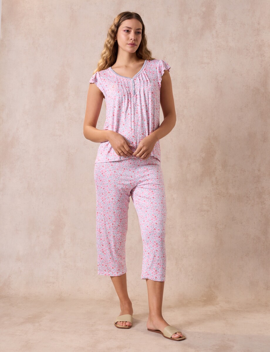 Pijama C/capri - Multi/rosa 