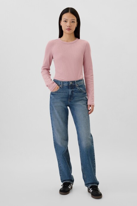 Remera Waffle Cuello Redondo Mujer Lilas Pink 16-1708 Tcx