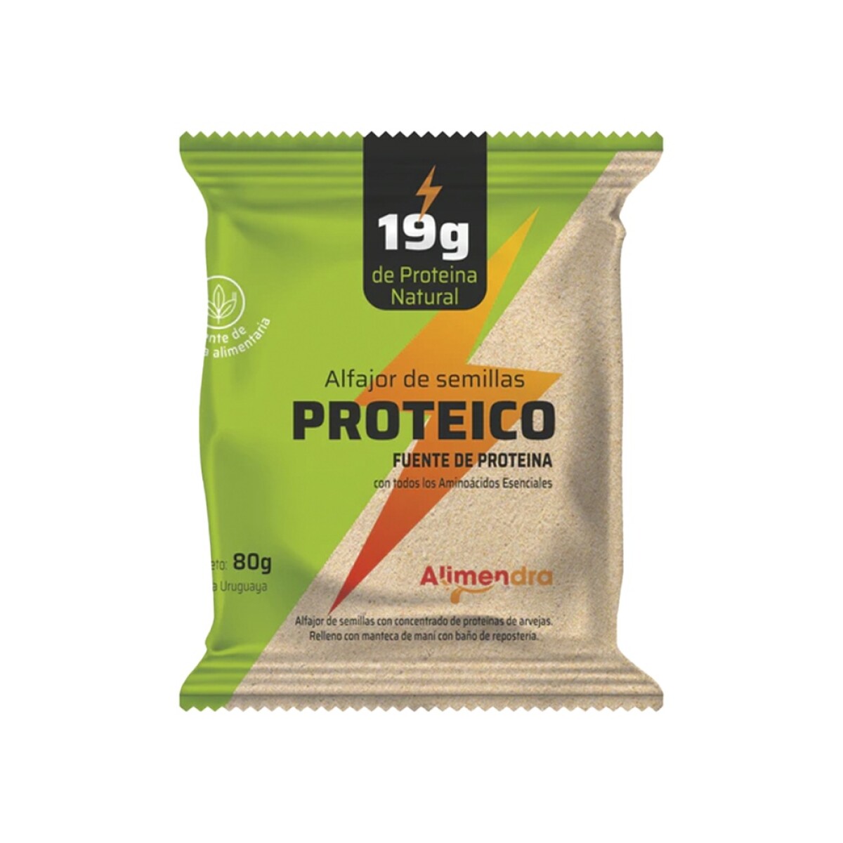 Alfajor de semillas con manteca de mani y choco semi amargo Alimendra 