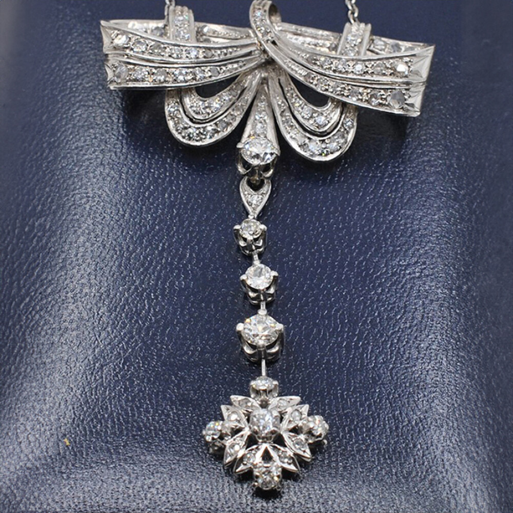 Pendiente Oro 18 K Blanco Y Brillantes Pendiente Oro 18 K Blanco Y Brillantes