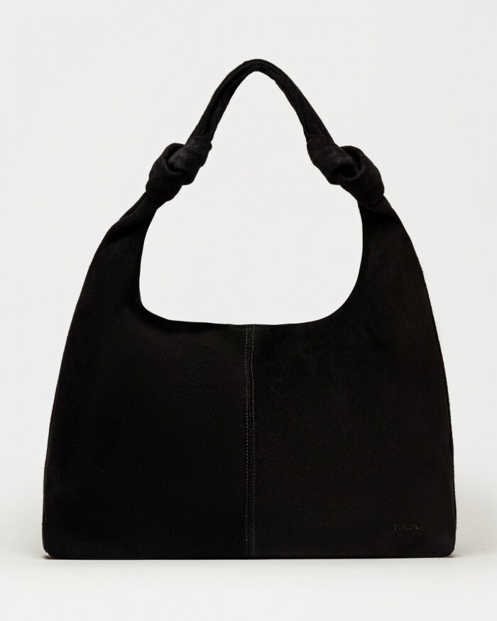 Cartera al hombro Juana en Cuero Gamuza Negro