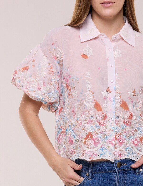 Camisa Boho Bordada ROSA/MULTI