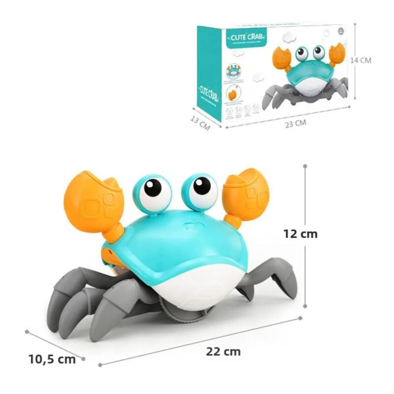 Juguete Bebe Niño Cangrejo Interactivo A Cuerda De Arrastre Color Naranja