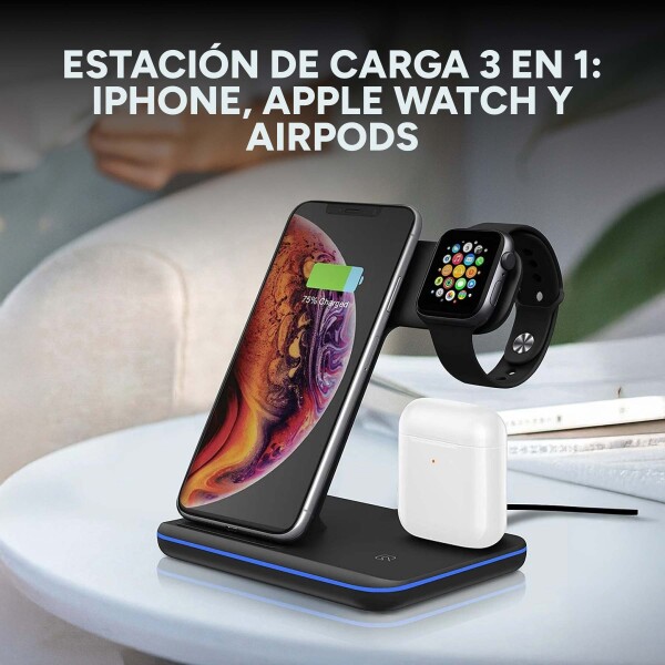 Estacion De Carga iPhone Apple Watch AirPods Carga Rapida Color Variante Negro