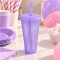 Vaso con Tapa y Sorbito 250ml Violeta