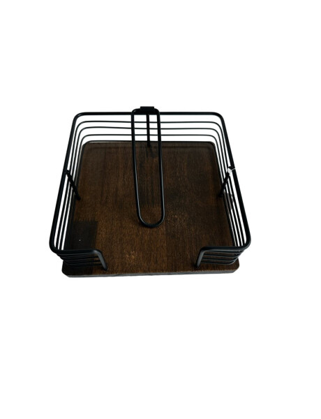 SERVILLETERO METAL CON MADERA 18.5x18.5x7CM NEGRO SERVILLETERO METAL CON MADERA 18.5x18.5x7CM NEGRO