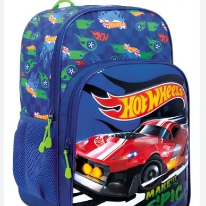 Mochila Hot Wheels 17" Azul Marino - Verde
