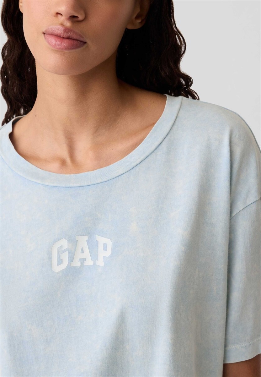 Remera Logo Gap Boyfriend Mujer - Indigo Tye Dye Dpchoco 