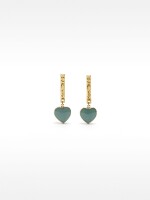 Pendientes Barra Con Corazones De Piedra dorado