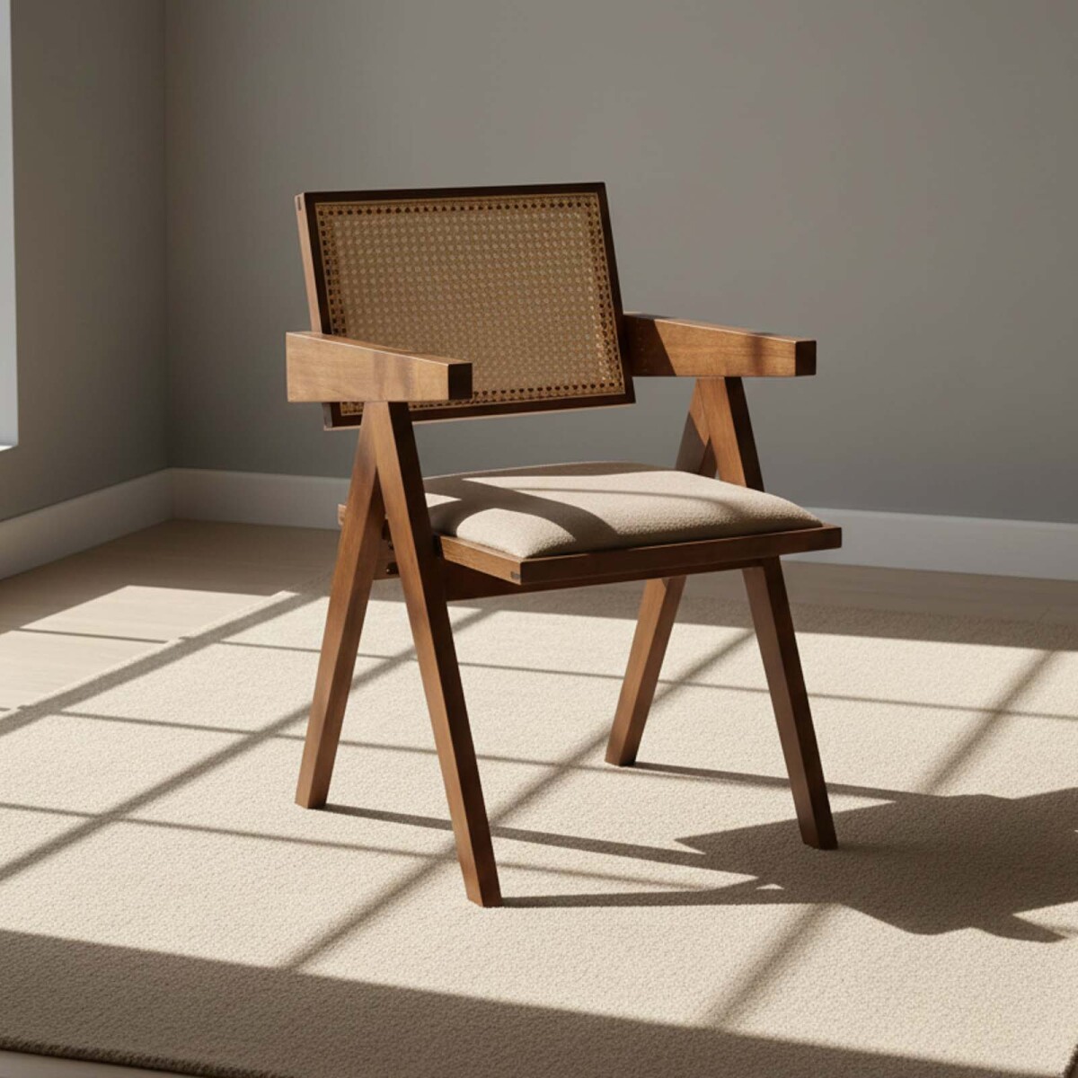 SILLA DE COMEDOR - MADERA-Y-TELA MARRON INARI 