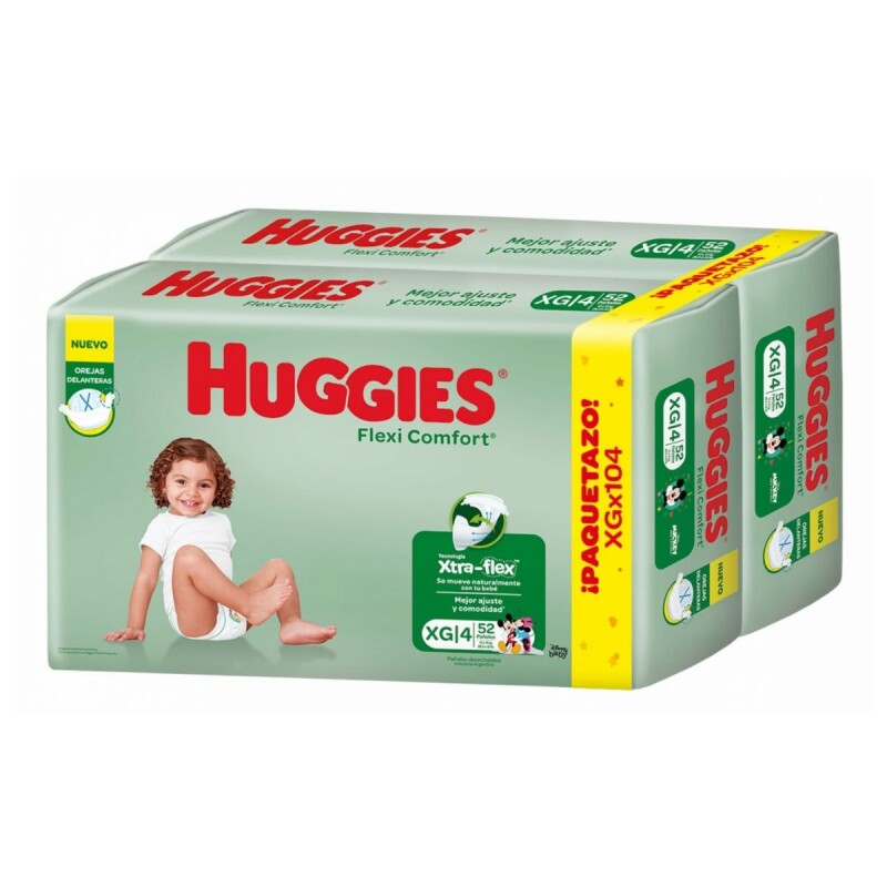 Pañales Huggies Flexi Comfort XG Pack Ahorro X104