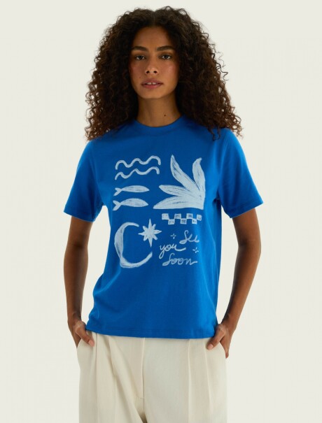 CAMISETA MANGA CORTA CON ESTAMPA - BLANCO BLUSA FEM