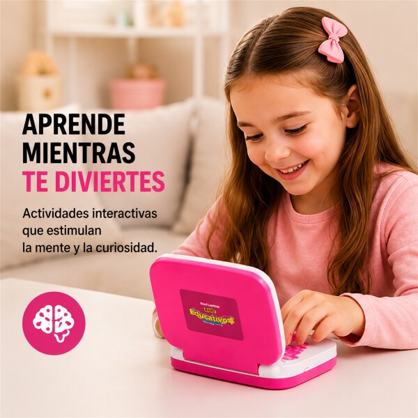 Mini Laptop Educativa Bilingüe con 52 Teclas Rosa 1