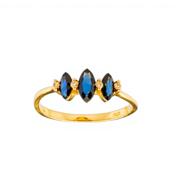 Anillo Trilogy-Oro 18k-Piedra Zafiro y Zirconia-AN9507 conpiedra