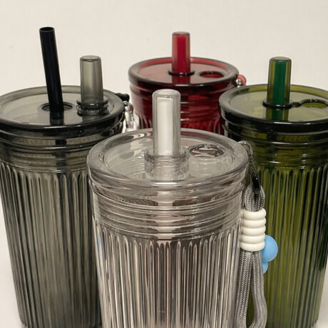 Vaso acrílico con sorbito y colgante flor 750ml Negro