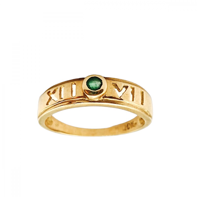Anillo Solitario-Oro Bajo-Piedra Esmeralda-AN8147 conpiedra