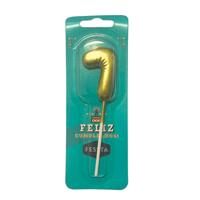 Vela Numero Diseño Globo Dorada Pequeña Siete