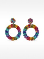 Pendientes Maxi Con Cuentas Multicolor multicolor