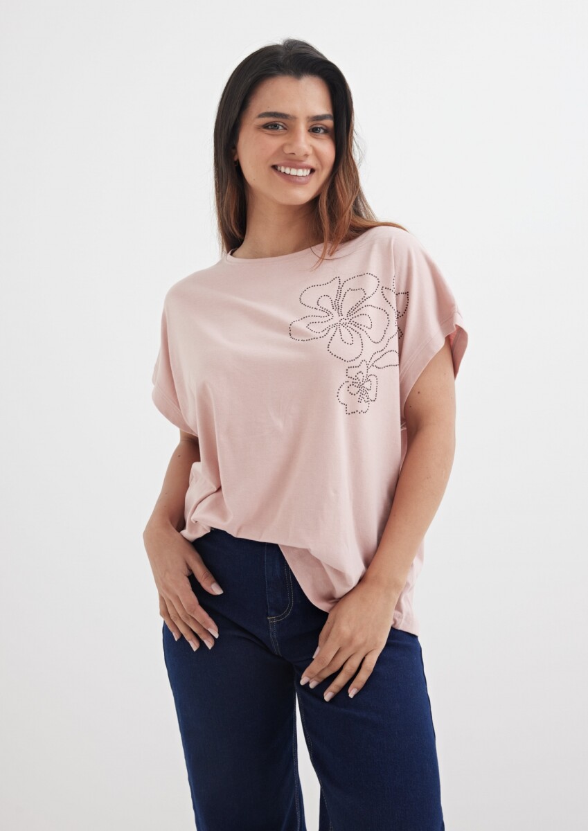 Remera con aplique - Rosa palido 