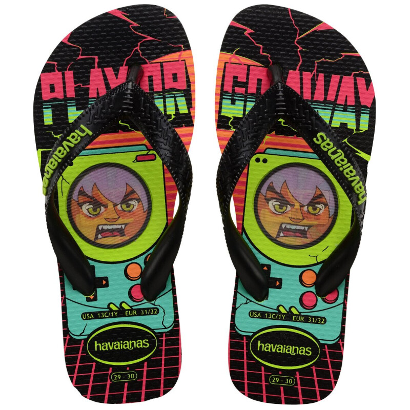 Sandalias Infantiles Havaianas Top Kids Holographic Verde - Amarillo Limón - Negro