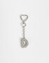 Llavero Glitter Llavero Y Charm Dije Letra "d" Strass - Plateado
