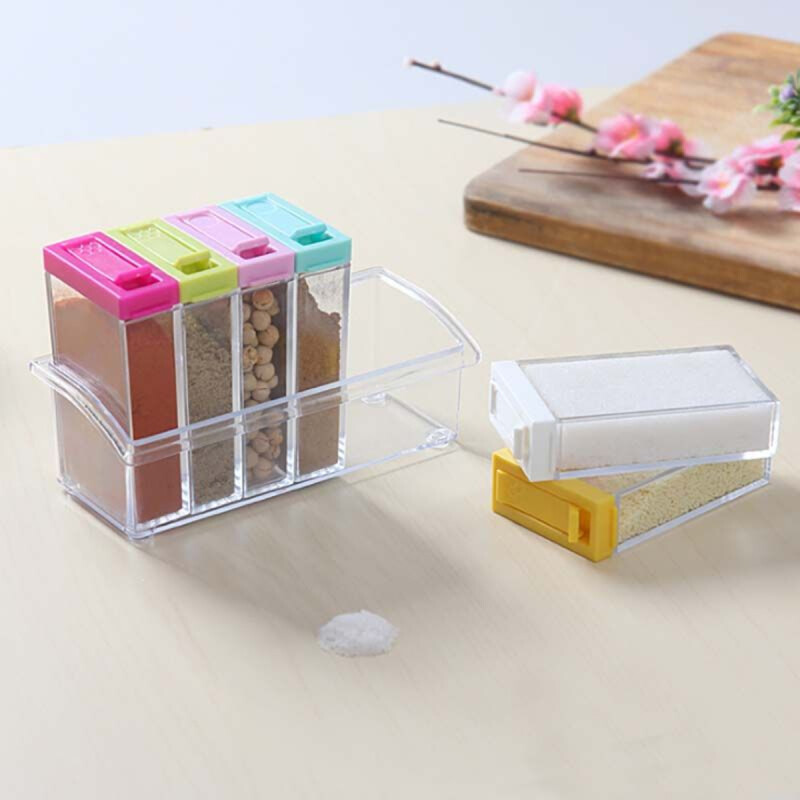 Especiero 6 Frascos con tapa de colores TRANSPARENTE