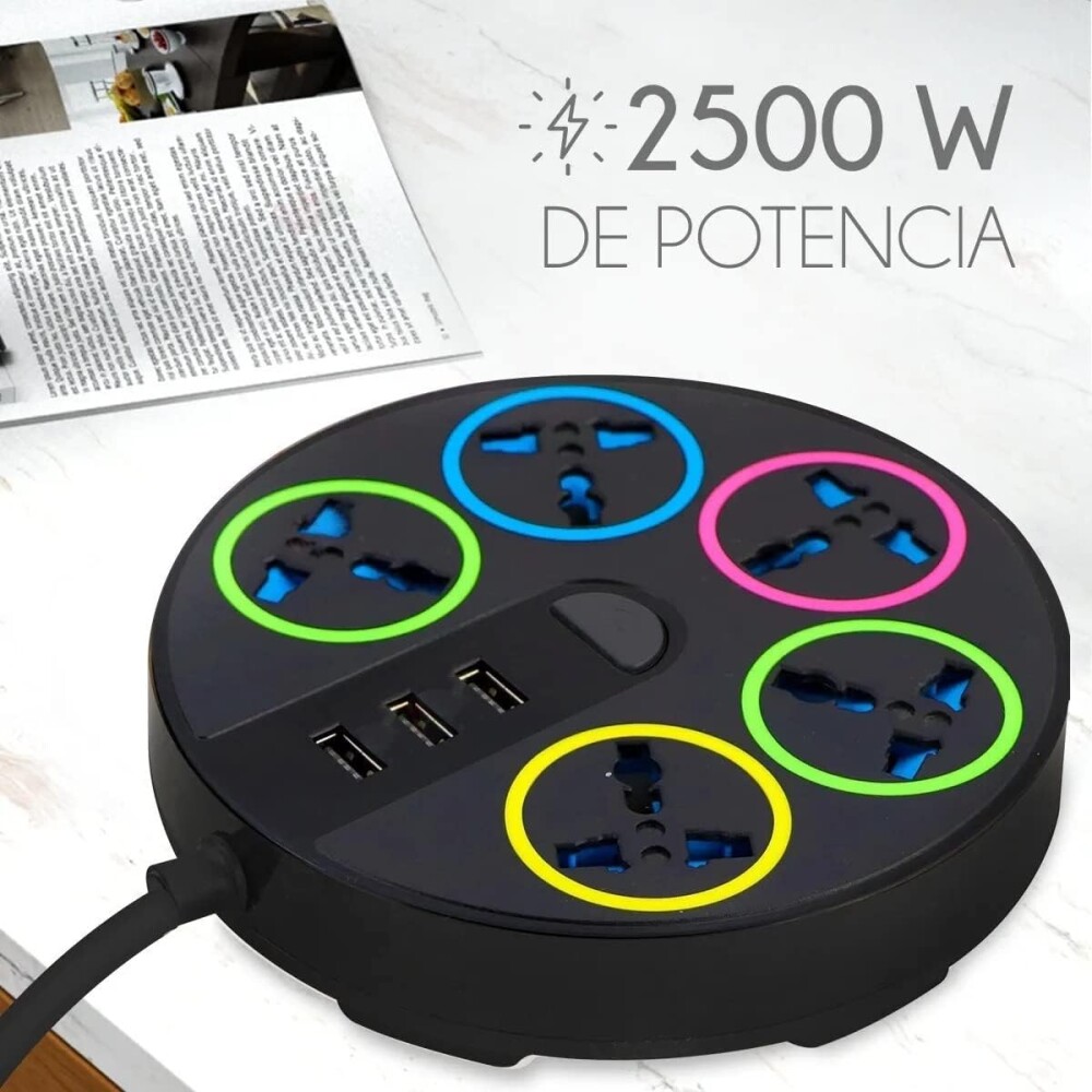 Alargue De Enchufes Con USB Trifasico Alargue De Enchufes Con USB Trifasico