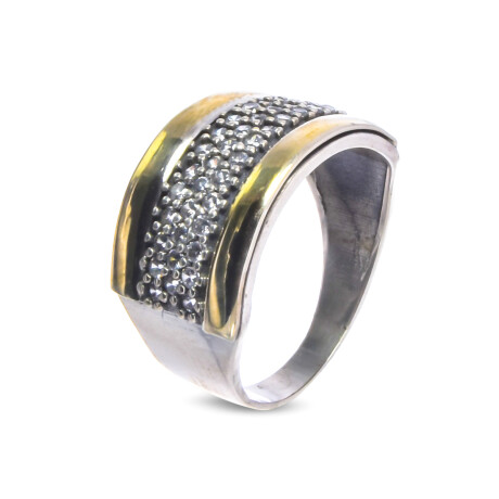 Anillo de plata 925 y double en oro 18 ktes con circonias. Anillo de plata 925 y double en oro 18 ktes con circonias.