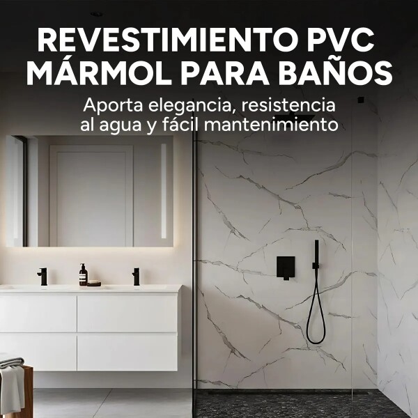 Placa PVC Símil Mármol Utilizables 2,2X1,22 Resistente 3Mm Mármol Blanco Gris Claro 1
