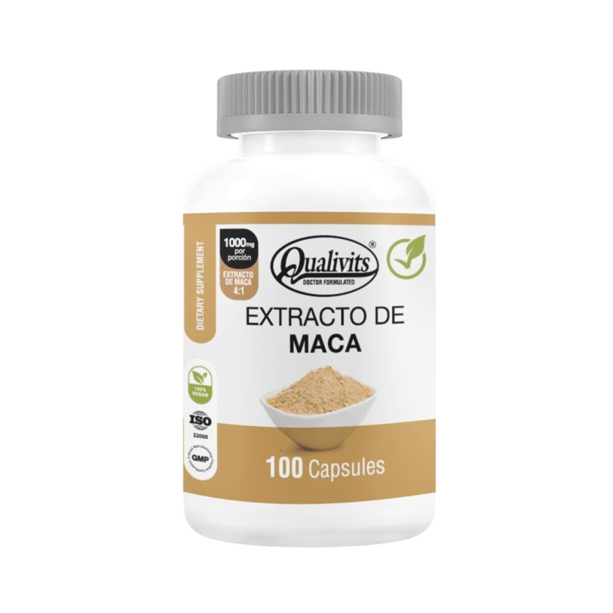 Qualivits Extracto de Maca 100 Cápsulas | Suplemento Energético y Vitalidad